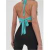imageMakeMeChic Womens Sexy Halter Top Open Back Going Out Tops Cowl Neck Festival Rave TopBlue