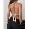 imageMakeMeChic Womens Sexy Halter Top Open Back Going Out Tops Cowl Neck Festival Rave TopKhaki