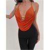 imageMakeMeChic Womens Sexy Halter Top Open Back Going Out Tops Cowl Neck Festival Rave TopOrange