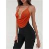 imageMakeMeChic Womens Sexy Halter Top Open Back Going Out Tops Cowl Neck Festival Rave TopOrange