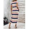 imageMakeMeChic Womens Striped Cap Sleeve Dress Knot Side Summer Maxi DressesMulticolor