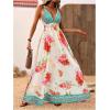 imageMakeMeChic Womens Summer Blue and White Floral Dress Boho Backless Maxi Sundress Spaghetti Strap Flowy DressApricot D