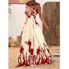 imageMakeMeChic Womens Summer Blue and White Floral Dress Boho Backless Maxi Sundress Spaghetti Strap Flowy DressRed B