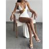 imageMakeMeChic Womens Summer Maxi Dresses Asymmetrical Cut Out Starfish Backless Halter DressWhite
