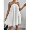imageMakeMeChic Womens Summer Mini Dress Sleeveless Tie Back Halter Flowy Short DressWhite
