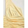 imageMakeMeChic Womens Tie Backless Halter Dress V Neck Ruched Party Maxi DressesYellow