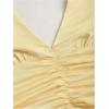 imageMakeMeChic Womens Tie Backless Halter Dress V Neck Ruched Party Maxi DressesYellow