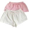 imageMakeMeChic Womens 2 Pack Linen Shorts Summer Beach Pajama Boxer ShortsBow Pink White