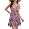 imageMakeMeChic Womens Boho Floral Cami Dress Sleeveless V Neck Cut Out Short A Line Summer DressMulticolor B