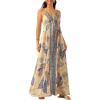 imageMakeMeChic Womens Boho Print Halter Dress Deep V Neck Open Back Summer Maxi DressesMulticolor