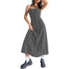 imageMakeMeChic Womens Ditsy Floral Print High Waist Maxi Cami Dress Sleeveless Flared Hem Long DressesBlack and White