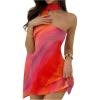 imageMakeMeChic Womens Mesh Tie Dye One Shoulder Mini Dress Backless Y2k Summer Dresses with ScarfMulticolor