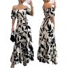 imageMakeMeChic Womens Off The Shoulder Maxi Dress Cut Out Backless Ruffle Short Sleeve Shirred Summer DressesMulticolor
