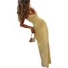 imageMakeMeChic Womens Ruched Spaghetti Strap Backless Slim Fitted Bodycon Maxi DressesYellow