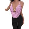 imageMakeMeChic Womens Sexy Halter Top Open Back Going Out Tops Cowl Neck Festival Rave TopPurple