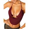imageMakeMeChic Womens Sexy Halter Top Open Back Going Out Tops Cowl Neck Festival Rave TopRed B