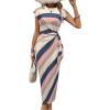 imageMakeMeChic Womens Striped Cap Sleeve Dress Knot Side Summer Maxi DressesMulticolor