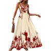 imageMakeMeChic Womens Summer Blue and White Floral Dress Boho Backless Maxi Sundress Spaghetti Strap Flowy DressRed B