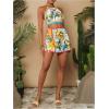 imageMakeMeChic 2 Piece Set for Women Summer Vacation Outfits Boho Halter Crop Tops and Wrap Skirt Shorts SetMulticolor