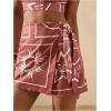 imageMakeMeChic 2 Piece Set for Women Summer Vacation Outfits Boho Halter Crop Tops and Wrap Skirt Shorts SetRed