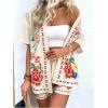 imageMakeMeChic Womens 2 Piece Beach Outfit Floral Open Front Kimono Cardigan and Shorts Matching SetApricot