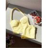 imageMakeMeChic Womens 2 Piece Outfits Striped Halter Tops Mini Shorts Summer Matching SetYellow
