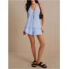 imageMakeMeChic Womens 2 Piece Set Summer Outfits Tie Front Backless Halter Top and Wide Leg Shorts SetBlue a