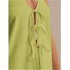 imageMakeMeChic Womens 2 Piece Set Summer Outfits Tie Front Backless Halter Top and Wide Leg Shorts SetLime Green