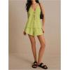 imageMakeMeChic Womens 2 Piece Set Summer Outfits Tie Front Backless Halter Top and Wide Leg Shorts SetLime Green