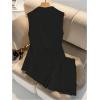 imageMakeMeChic Womens 2 Piece Work Blazer Outfit Sleeveless Button Suit Vest and Shorts Matching SetBlack