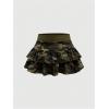imageMakeMeChic Womens 2 Piece Y2K Outfit Camo Strapless Bandeau Crop Tops and Ruffle Layered Mini Skirt SetMulticolor