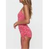 imageMakeMeChic Womens 2 Piece Y2k Outfit Striped V Neck Wrap Halter Tops and Drawstring Side Shorts SetMulticolor