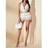 imageMakeMeChic Womens 2 Piece Y2k Outfits Floral Lace Draped Front Open Back Halter Crop Tops and Skirt SetWhite