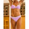 imageMakeMeChic Womens Bikini Sets Striped Ruched Beach Swimsuit with Swim BagMulticolor