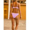 imageMakeMeChic Womens Bikini Sets Striped Ruched Beach Swimsuit with Swim BagMulticolor