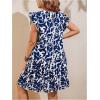 imageMakeMeChic Womens Boho Floral Print Crew Neck Dress Ruffle Trim Sleeveless Flowy Knee Length Summer DressesBlue