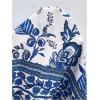 imageMakeMeChic Womens Boho Floral Print Crew Neck Dress Ruffle Trim Sleeveless Flowy Knee Length Summer DressesBlue and White