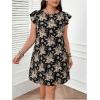 imageMakeMeChic Womens Boho Floral Print Crew Neck Dress Ruffle Trim Sleeveless Flowy Knee Length Summer DressesMulticolor