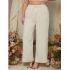 imageMakeMeChic Womens Casual Plus Size High Waist Trousers Drawstring Wide Leg Long PantsBeige