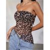 imageMakeMeChic Womens Cheetah Print Tube Top Y2k Strapless Mesh Leopard Print TopsMulticolor