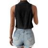 imageMakeMeChic Womens Collared Bodysuit Shirt Swiss Dots Sleeveless Button Front Tank TopsBlack