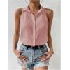 imageMakeMeChic Womens Collared Bodysuit Shirt Swiss Dots Sleeveless Button Front Tank TopsDusty Pink