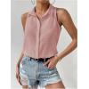 imageMakeMeChic Womens Collared Bodysuit Shirt Swiss Dots Sleeveless Button Front Tank TopsDusty Pink