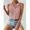 imageMakeMeChic Womens Collared Bodysuit Shirt Swiss Dots Sleeveless Button Front Tank TopsDusty Pink