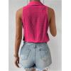 imageMakeMeChic Womens Collared Bodysuit Shirt Swiss Dots Sleeveless Button Front Tank TopsHot Pink