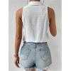 imageMakeMeChic Womens Collared Bodysuit Shirt Swiss Dots Sleeveless Button Front Tank TopsWhite