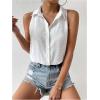 imageMakeMeChic Womens Collared Bodysuit Shirt Swiss Dots Sleeveless Button Front Tank TopsWhite