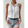imageMakeMeChic Womens Collared Bodysuit Shirt Swiss Dots Sleeveless Button Front Tank TopsWhite