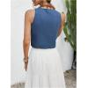 imageMakeMeChic Womens Cowgirl Denim Vest Western Floral Embroidery Tie Front Sleeveless Crop TopsDark Blue