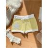 imageMakeMeChic Womens Crochet Knit Mini Shorts Micro Pajama Fuzzy ShortsYellow Starfish